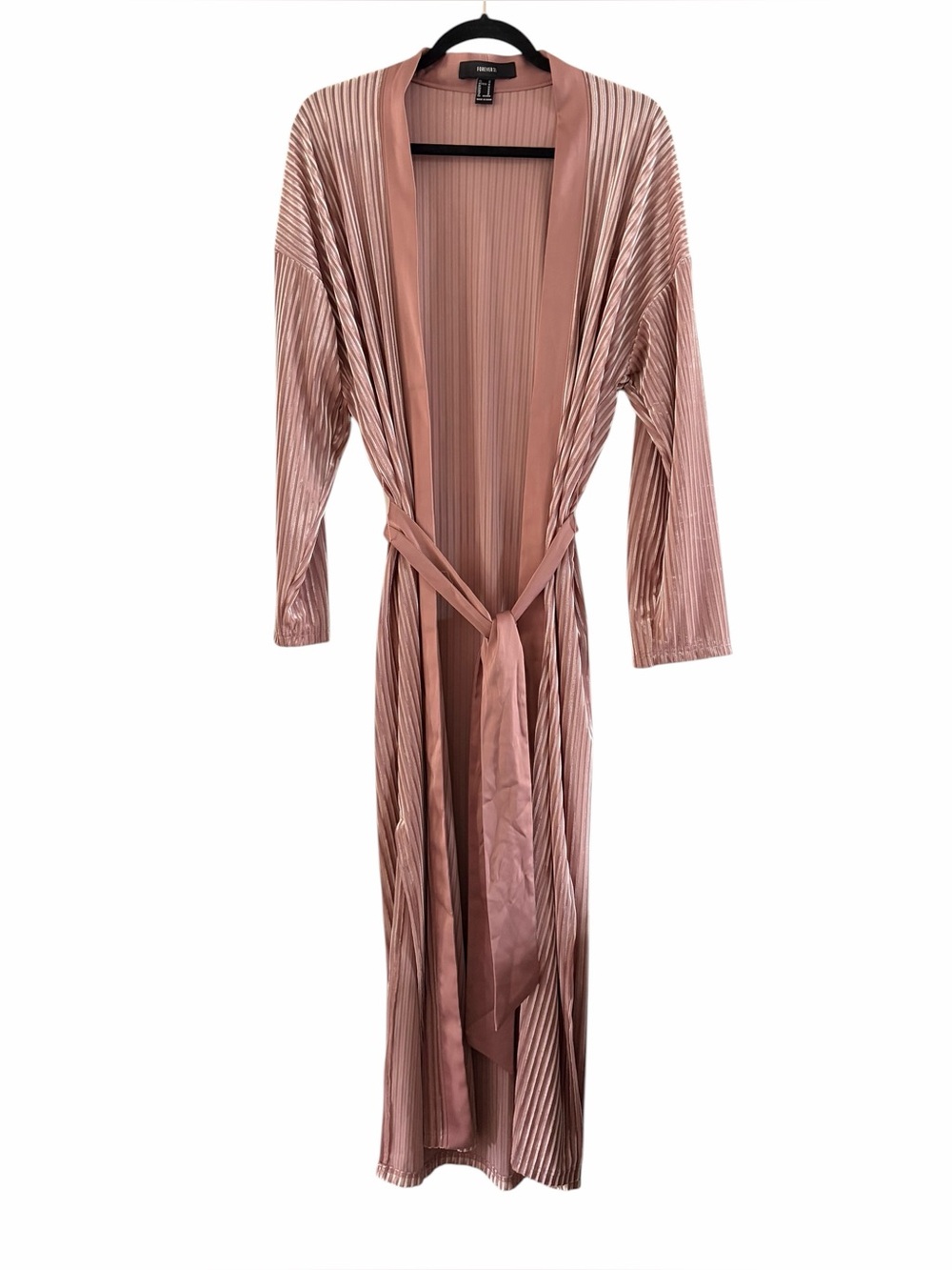 Like New! Forever 21 Pleated Crushed Velour Duster Robe Cardigan Size Medium